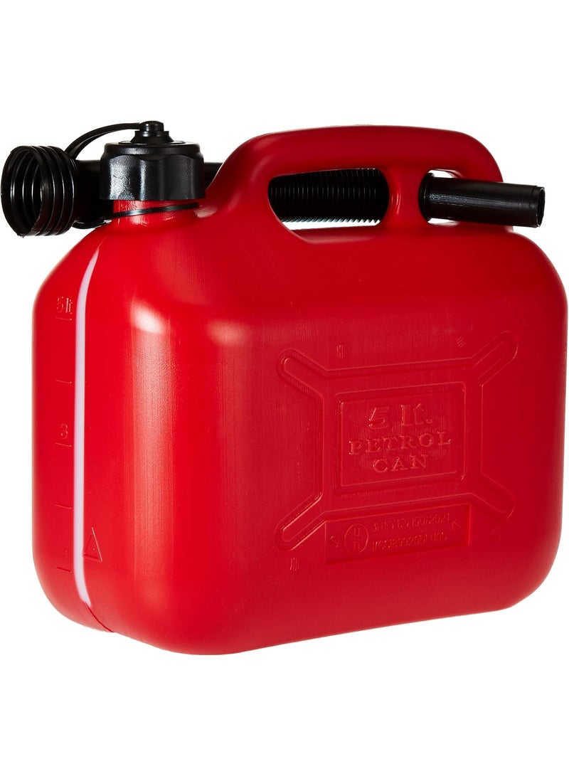 DEURA 5L Petrol & Diesel Fuel Jerry Can – Heavy Duty Oil Storage Container, Leak-Proof Portable Fuel Tank, Red - Image 3